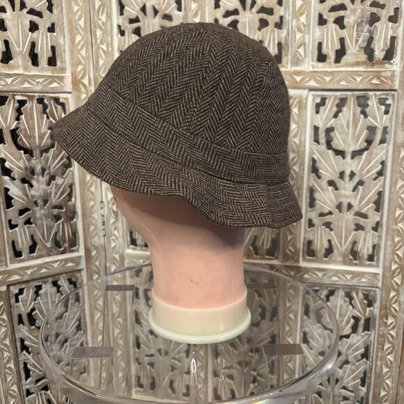 Vintage Totes Rain Rolls Right Off Mens Walking Hat Brown Herringbone Size L - Picture 2 of 8